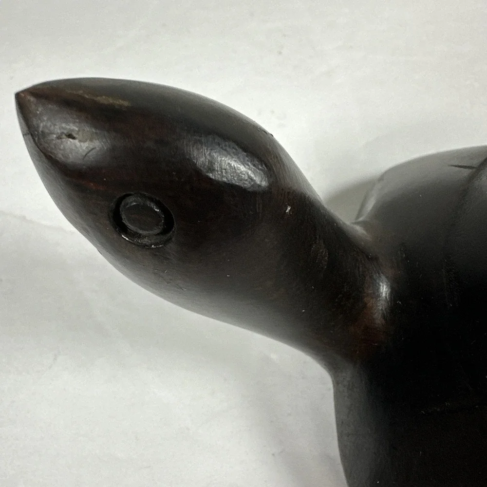 Carved Ironwood Sea Turtle Dark Wood Handmade Figurine 5